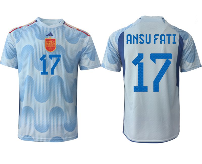Men 2022 World Cup National Team Spain away aaa version blue #17 Soccer Jerseys->->Soccer Country Jersey